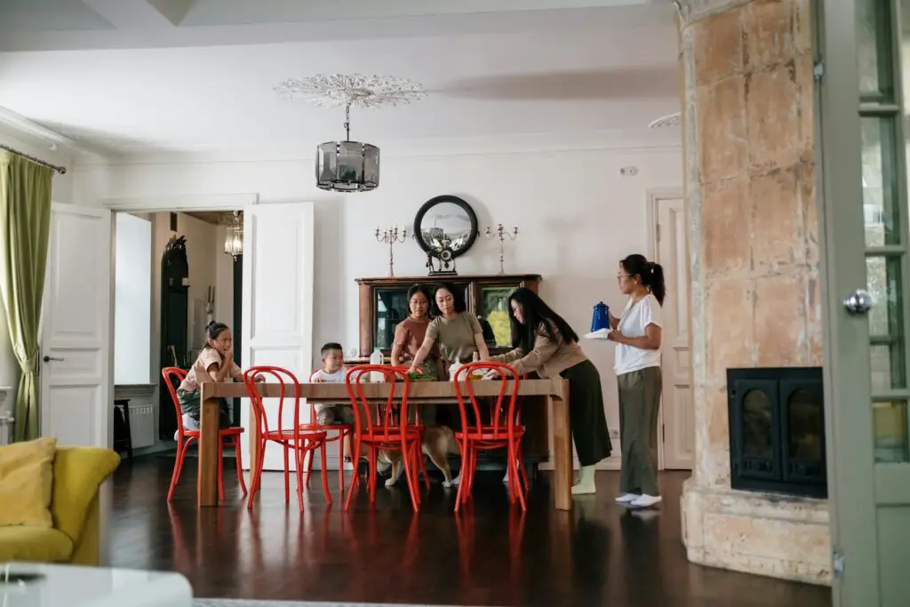 Filipino family eating at the dining table